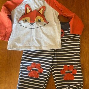 wonder nation Orange & Gray Fox Pajama Set
